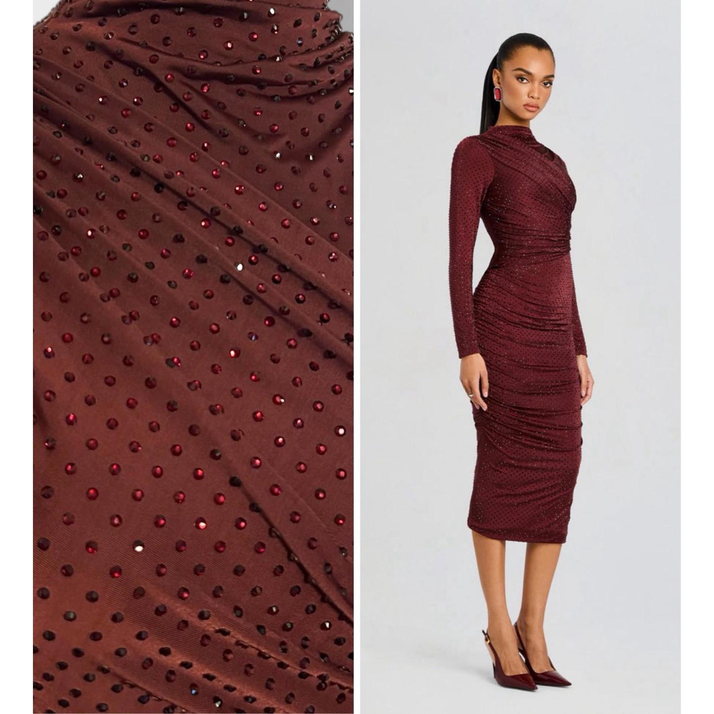 Nwt $798 Retrofete Mavy Crystal Embellished Beaded Ruched Maxi Dress Gown Small